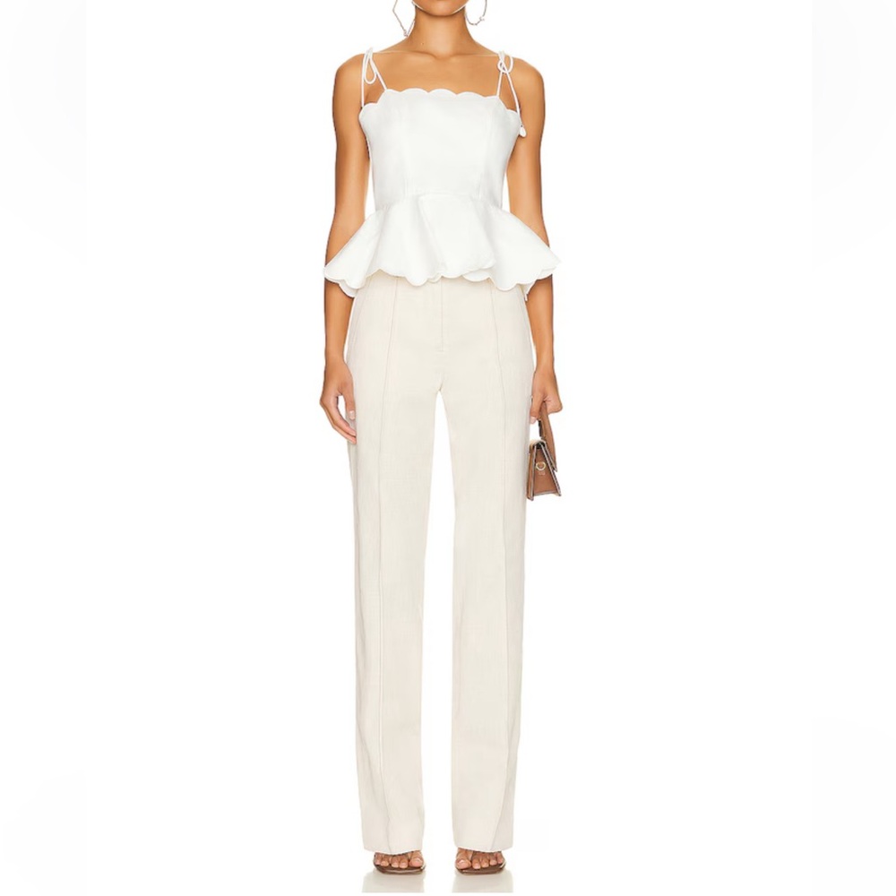 NWOT House of Harlow 1960 Ivory Peplum Style Scallop Trim Top with Shell Detail - Picture 15 of 16